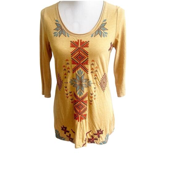 Johnny Was JWLA Tunic Top Women Size S Embroidered Southwest Aztec Boho Western - Picture 2 of 12
